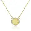 CZCITY Solid 925 Sterling Silver Round Pendant Necklace for Women Engagement Wedding Fine Jewelry Silver Collares Femme