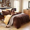 Household customized solid color fleece coral flat bed sheet bedding set