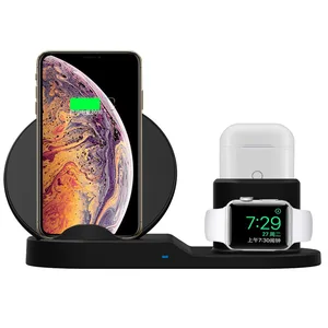 2019 New Arrival 3 in 1 Wireless Charger Stand for iphone 8 X Charger Dock Station Charger for air pods Apple Watch Series