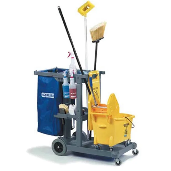 
janitorial supplies Platform Janitorial Cart with 25 Gallon Vinyl Bag 