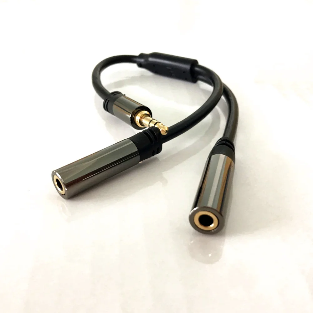 

High quality 24K gold plating 3.5mm male to 2 female Y splitter stereo audio cable