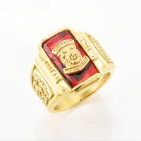 

Wholesale European and American gold 1973 walden tiger head naval stainless steel ring men's personality retro ring