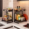 201 stainless steel with black coating standing kitchen bottle jars organizer rack spice rack 2tiers