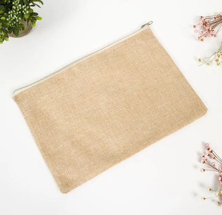 

jute burlap cosmetic bag with zipper, Colorful