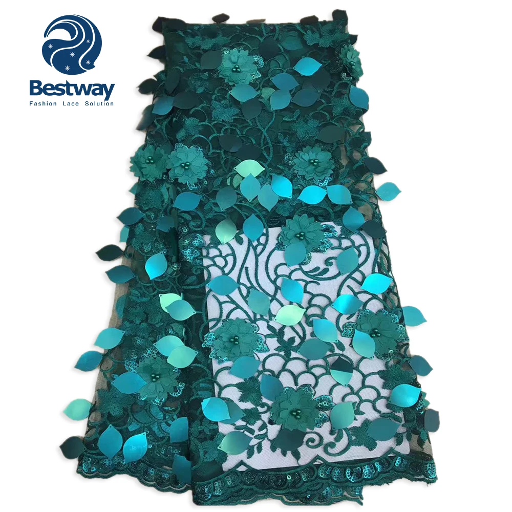 

Luxury 3d Lace Embroidery Fabrics Beads Sequin Bridal African Lace Fabrics, Black;royal blue;wine;multi-color
