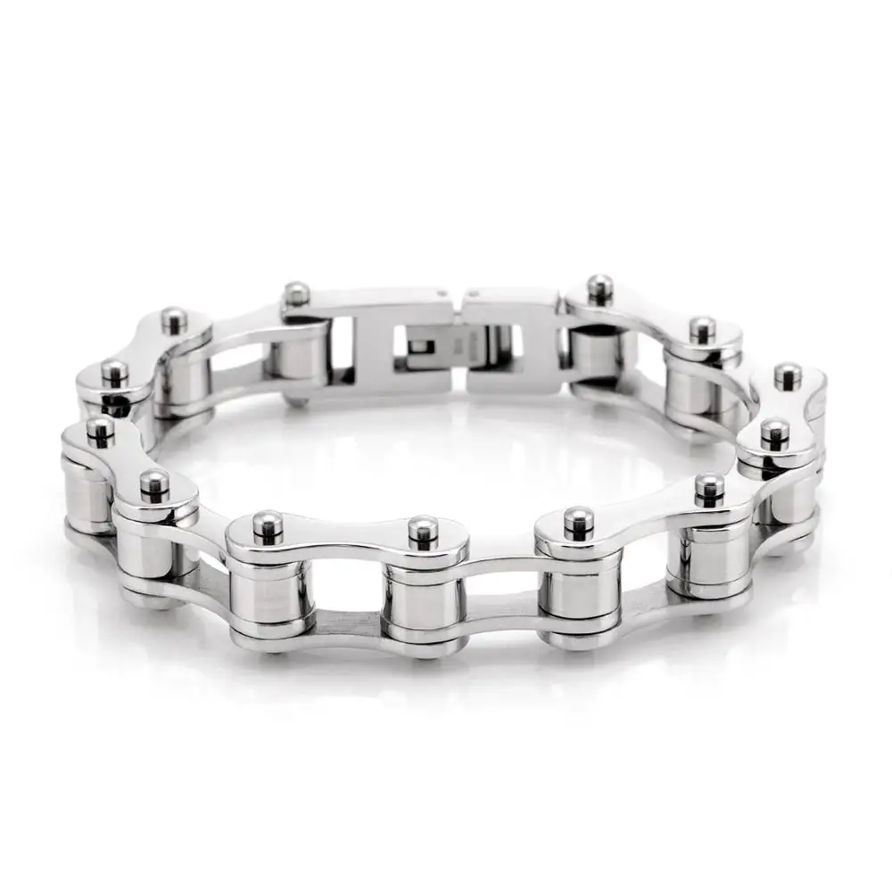 

High Quality Silver Biker Bracelet 10mm Wide Drop Ship Men Bracelet Products
