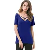 Deep V neck women t shirt blank tees cross front tops t shirts casual girls tee shirts custom t-shirt
