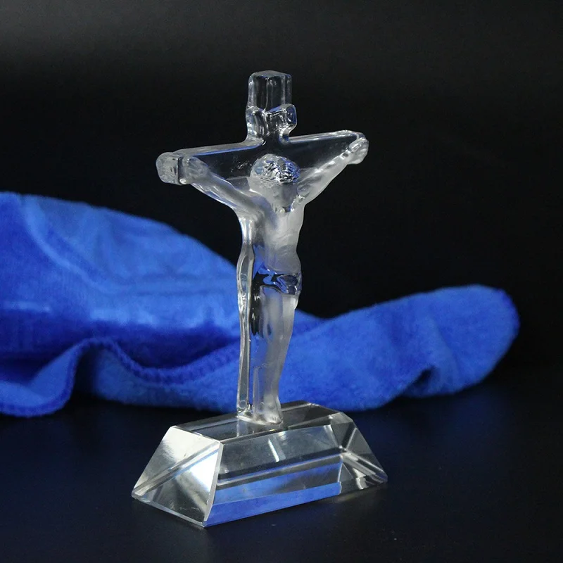 
Crafted Crystal Christian Decoration Jesus Cross Religious Crystal Figurines Wholesale 