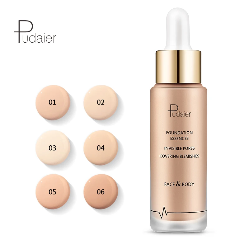 Pudaier Liquid Foundation Essences Base Makeup Perfect Covering Blemishes Invisible Pores Liquid Foundation Face Body Cosmetics
