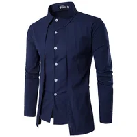 

2019 Personality Artificial Two double Closure Single-Breasted Thin Men Dress Shirt