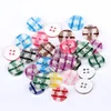 custom made 20L 4 hole round tartan plaid textile button for lady shirt