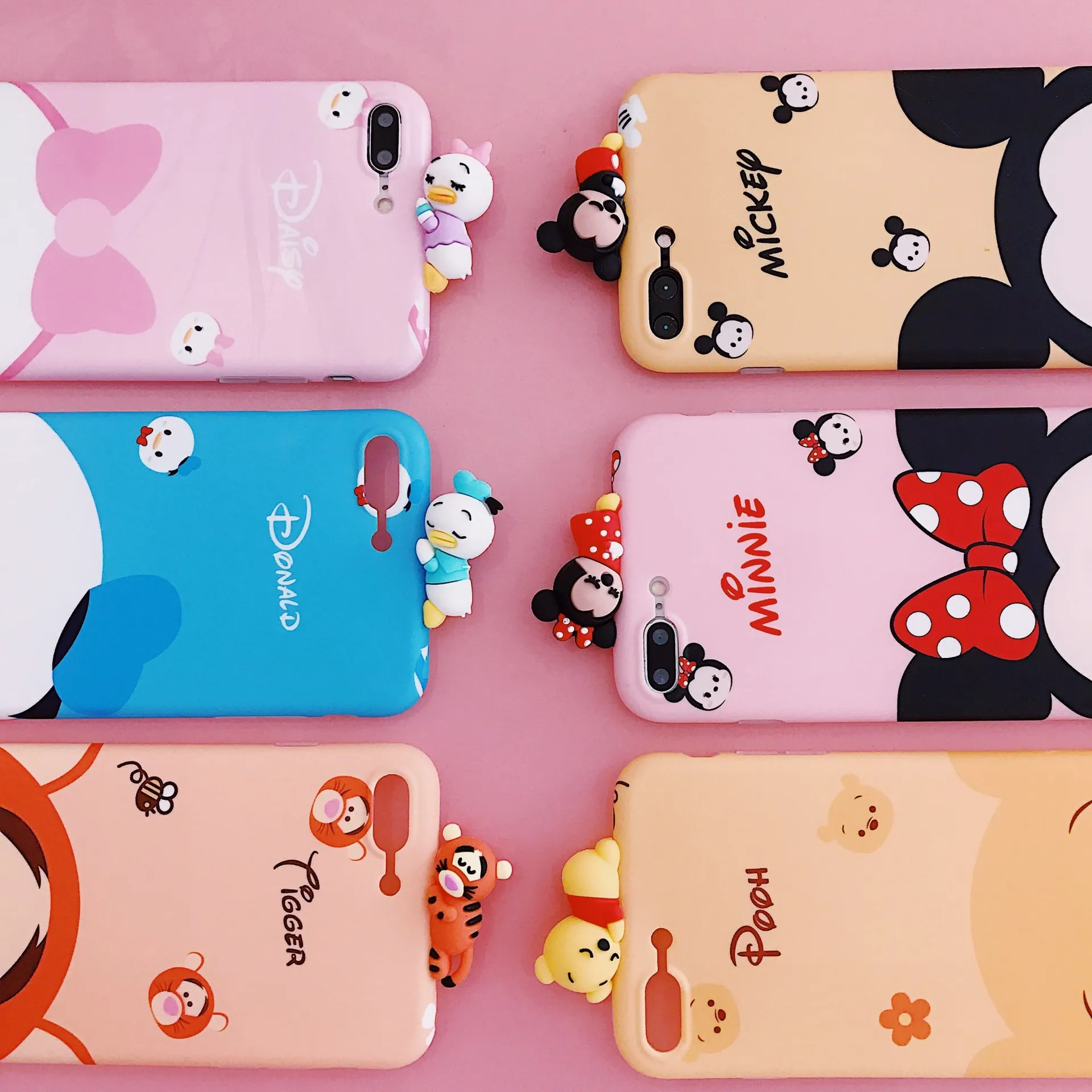 

3D Doll cute Lovers sleep Mickey Minnie Daisy Duck soft tpu case cover for iPhone X Xr Xs Max 6 6s 7 8Plus, Colorful