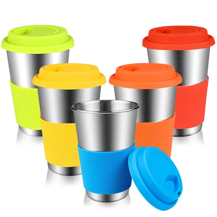 

8oz 12oz 16oz Kids Sippy Cups Metal Drinking Tumblers Stainless Steel Cups with Lids Sleeves and Straws, Customed color