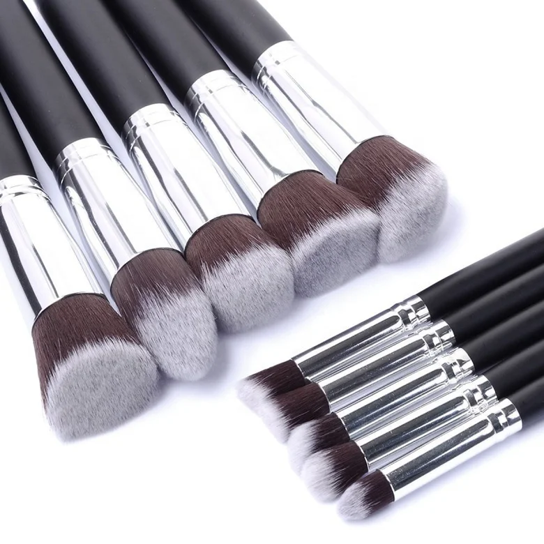 

New Arrive 10 pcs Synthetic Kabuki Makeup Brush Set Cosmetics Foundation blending blush makeup tool kits, Picture