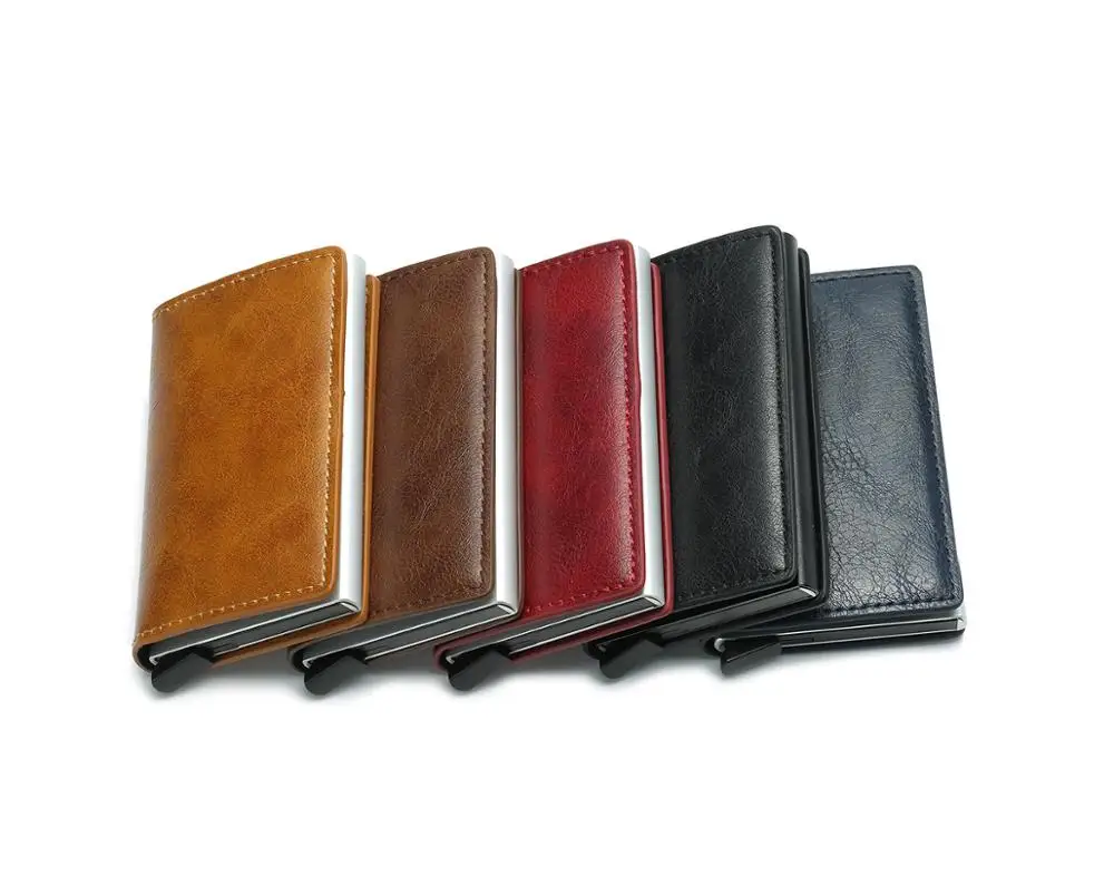 

Rfid Card Holder Men Wallets Money Bag Male Vintage Black Short Purse Small Leather Slim Wallets Mini Wallets Thin, As shown