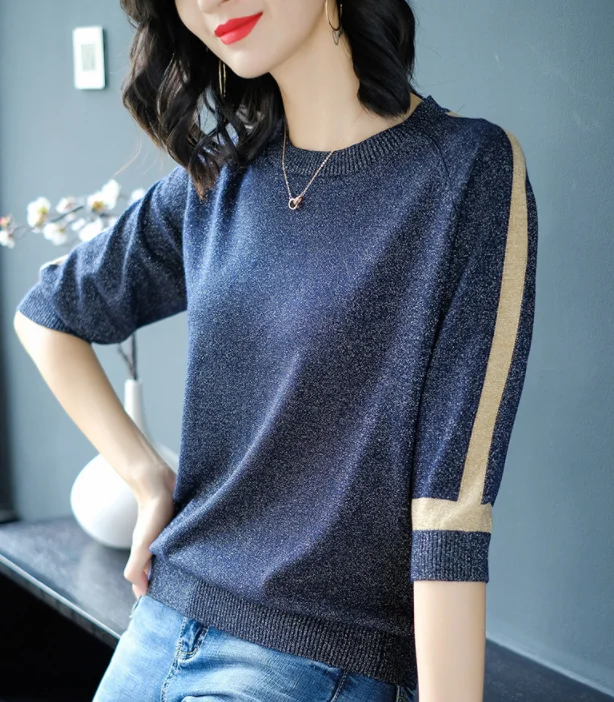 

hot sale lurex pullover sweater for women