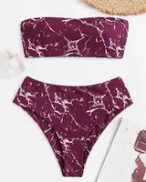 

Direct Factory Marbling Printing Pattern Bathing Suit Strapless Swimsuit For Women