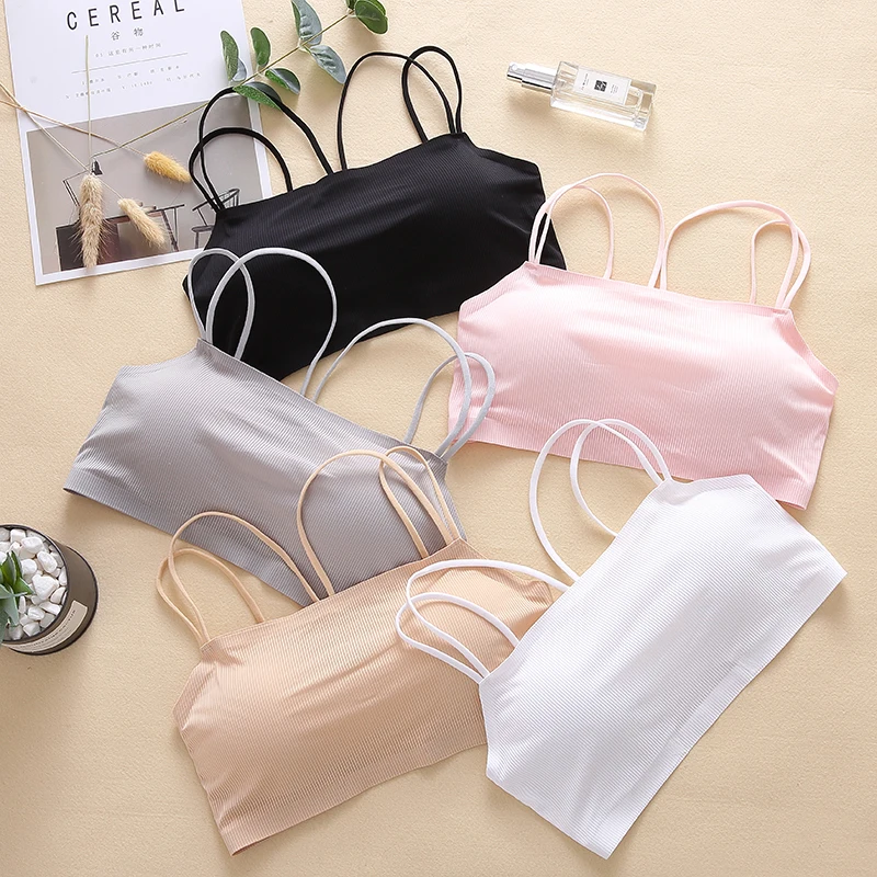 

fashion beauty back wrapped chest non-slip underwear multicolor adjusted strap padded bandeau bra, Black,beige,lvory