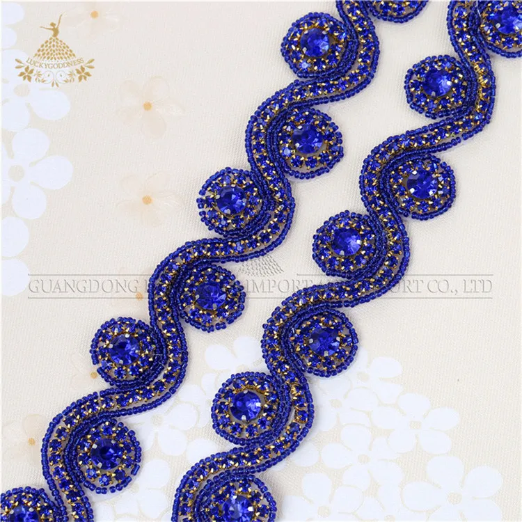 Handmade Beaded Navy blue crystal rhinestone for wedding dress belts