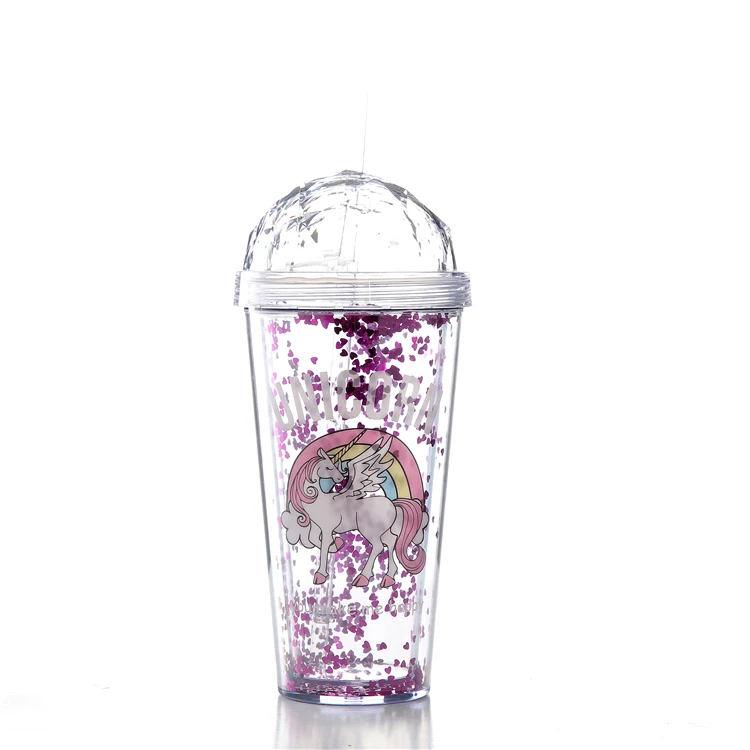 

Glitter Straw Cup Double Wall Glitter Straw Bottle Wholesale Unicorn Mug