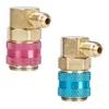 R12 to R134A Brass Conversion Quick Connect Coupler Adapter with 1/2" Acme Female & SAE 1/4" Male Flare Fittings Tank Adapter