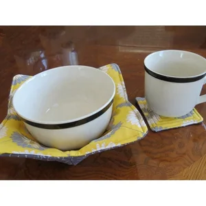Image of Quilted Woven Cloth 100% Cotton Table Mat Coaster Microwave Heat Resistant Cozy Bowl Cup Holder without Burning Fingers