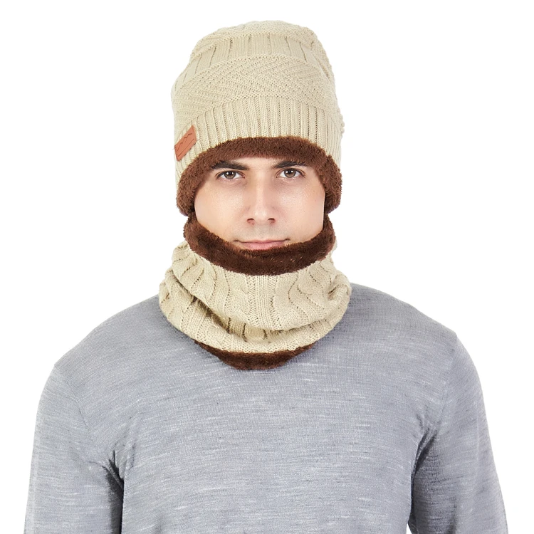 
Wholesale Autumn Winter Men Women Knitted Beanie Hats and Scarf Sets 