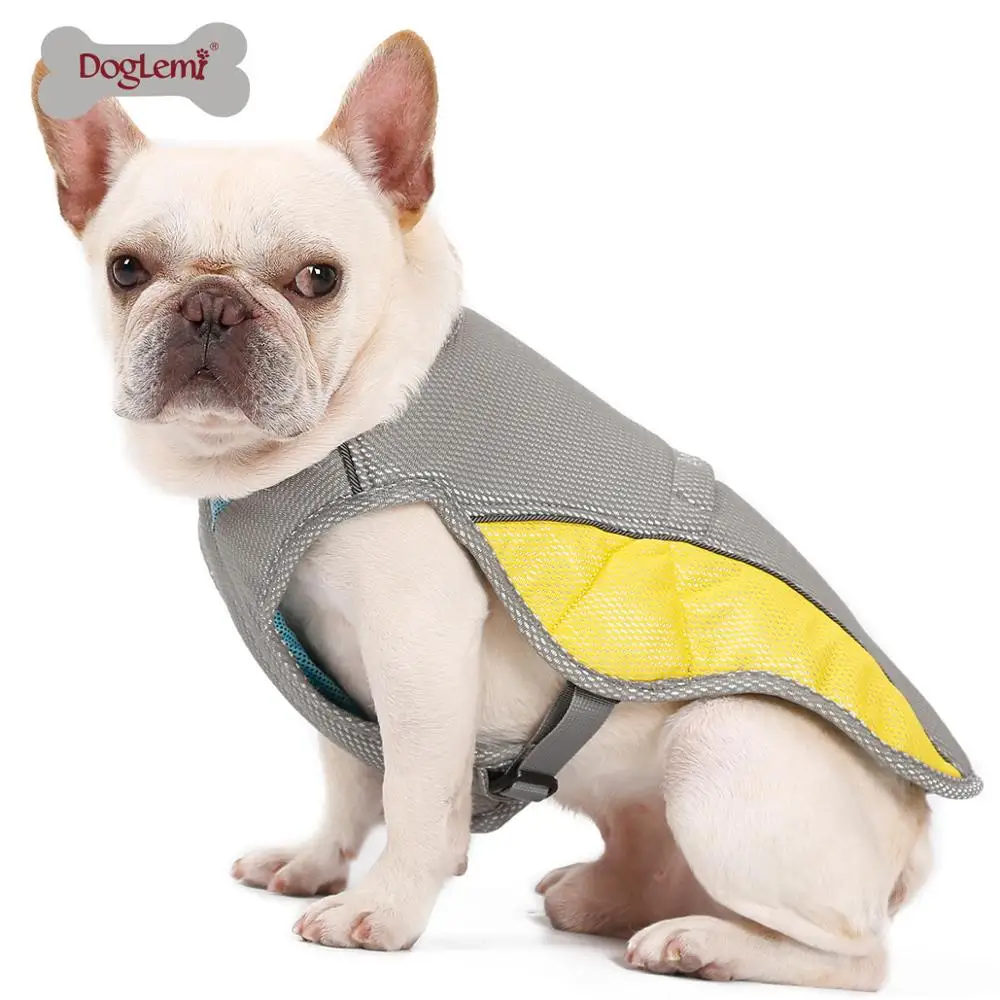 

DogLemi Cooling Vest Jacket for Dog Bulldog Pet Cooling Vest, Grey+ yellow