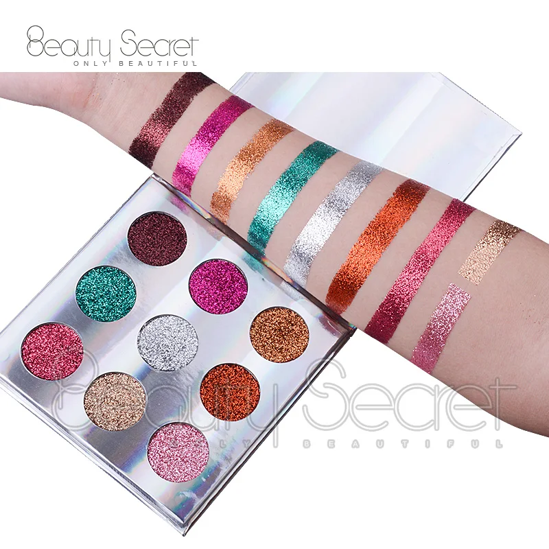

Wholesale 9 Colors High Quality Glitter Long Lasting Pigment Cosmetic Eye Makeup Eyeshadow Palette Private Label, N/a