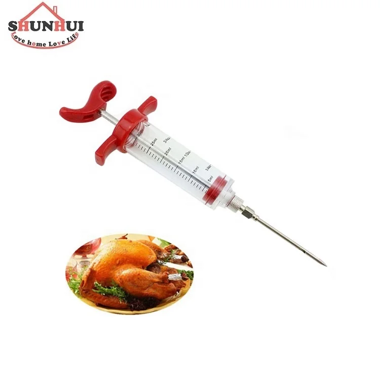 

Plastic Injector Syringe Marinade With Screw-on Meat Needle for BBQ Grill 30ml Food Injector Syringe, Red