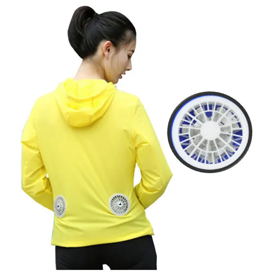 

Casual fan cooling jacket with air conditioning 5V battery power USB summer cooling jacket and battery, Yellow
