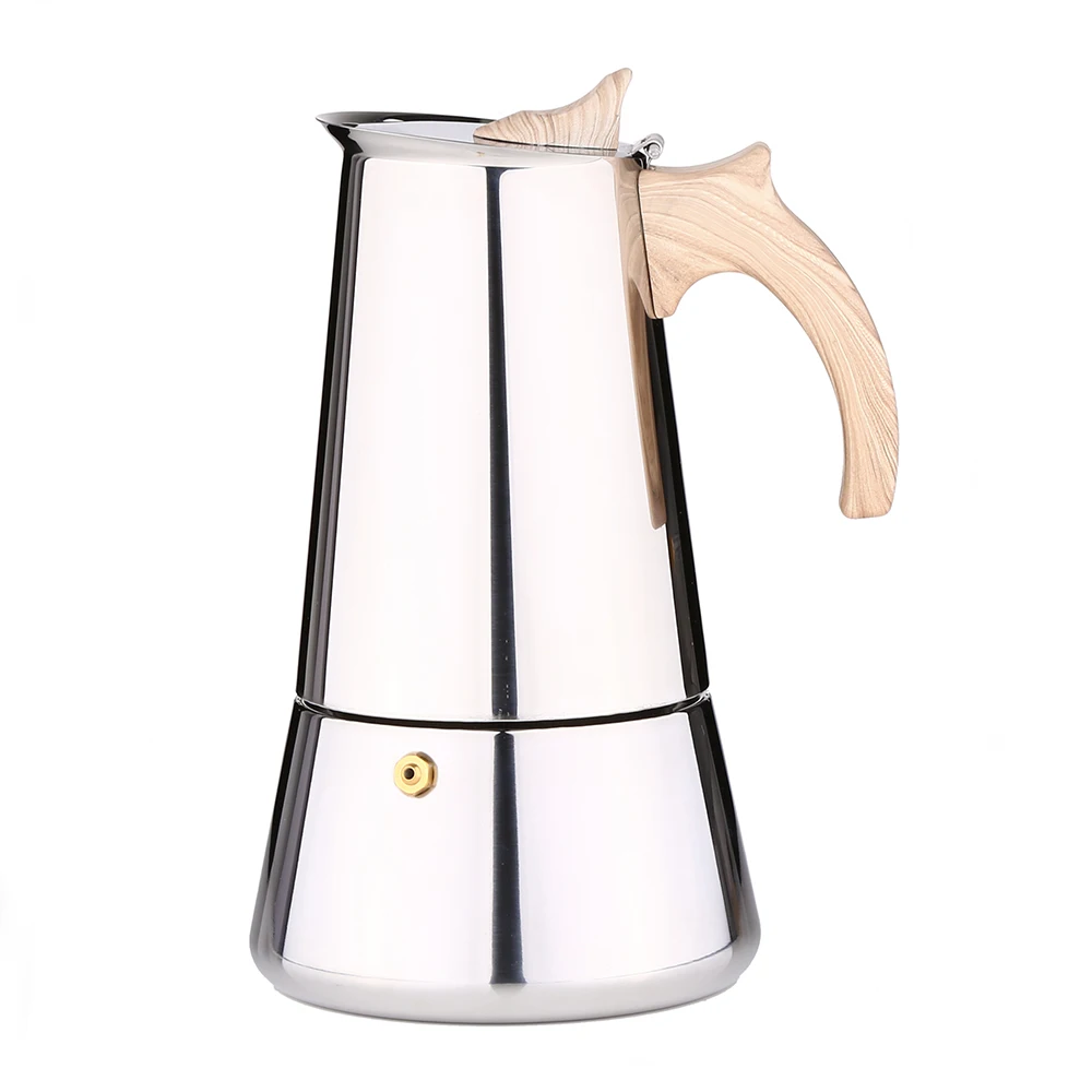 

Soft touch wooden handle stove top coffee Maker
