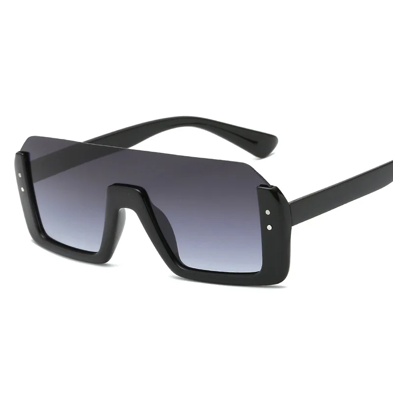 

Square Sunglasses Men Oversized Integrated Gradient Lens Sunglasses Women Half Frame Eyeglasses (SK296), As picture