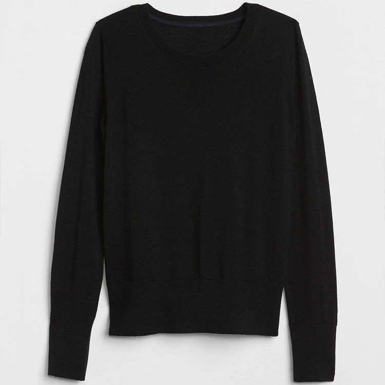 

Superfine Knit Pullover Long Sleeve Women Merino Wool Crew Neck Sweater