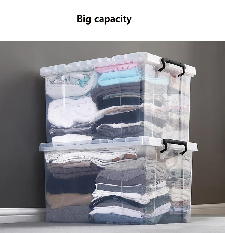 

Heavy duty clear plastic stacking storage boxes, Transparent