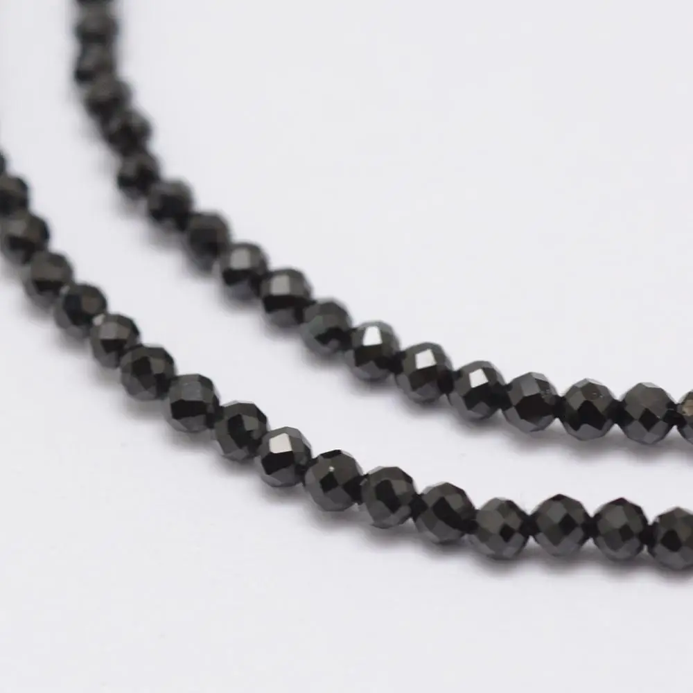 

PandaHall 2mm Natural Black Spinel Round Faceted Gemstone Beads