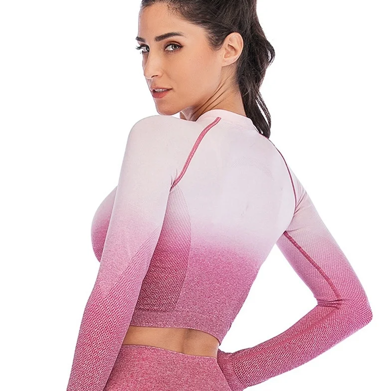 

2019 wholesale seamless new product gym long sleeve cropped yoga shirt, N/a