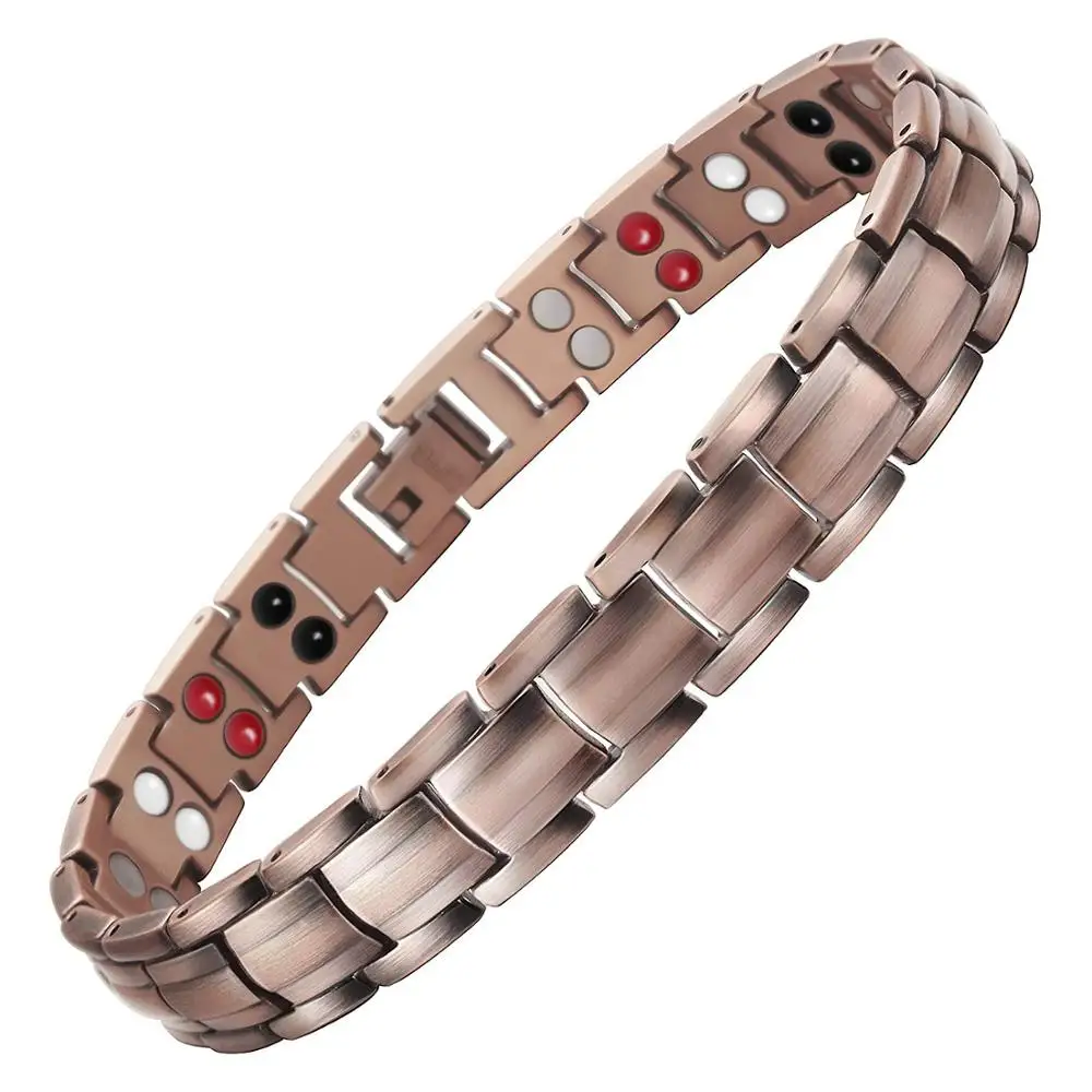 

Hottime Direct Wholesale High polished 99.9% Pure Copper Magnetic Therapy Bracelet