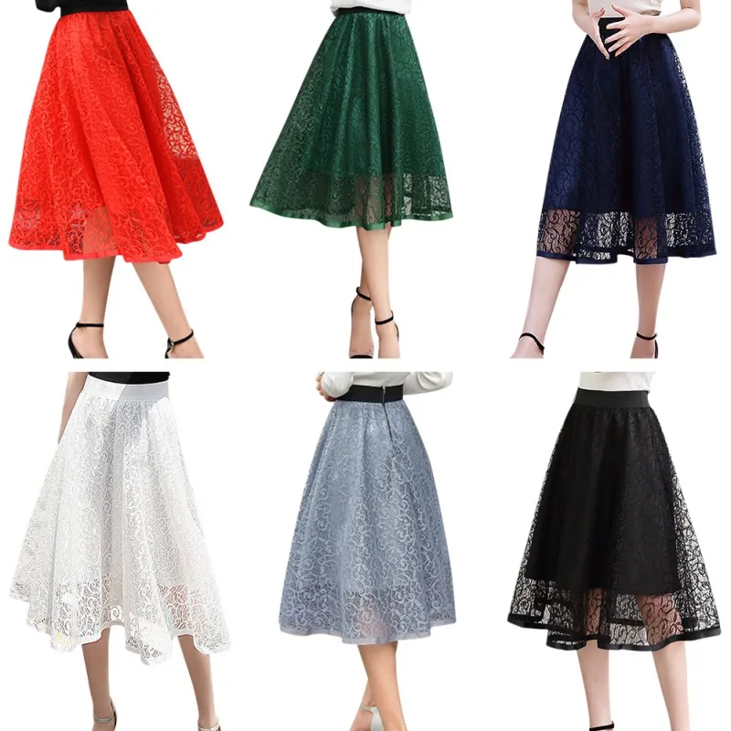 Womens Ball Gown Pleated Elegant Saias Knee-Length Tulle Skirt