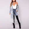 2019 New Style Denim Washed Distressed Oversized Long Jacket Women