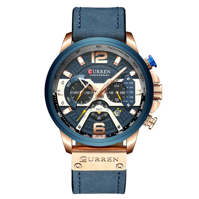 curren 8329 Mens Watches Top Brand Luxury Chronograph Men Watch Leather Luxury Waterproof Sport Watch
