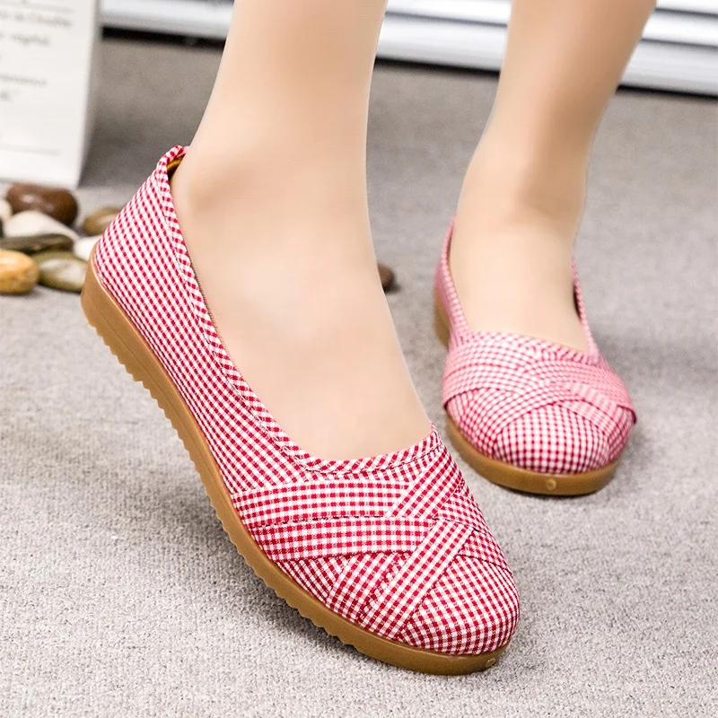 

Spring Summer Season and Cotton Fabric Lining Material Women flat casual shoes