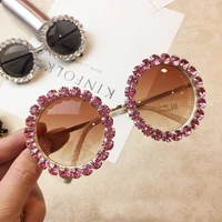 

Diamond Round Sunglasses 2019 New Women Luxury Brand Crystal Sun glasses wholesale glasses