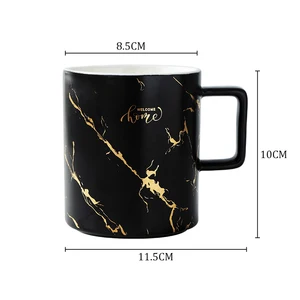 Image of Custom logo drinkware marble colored mug golden coffee ceramic mug cup for gift