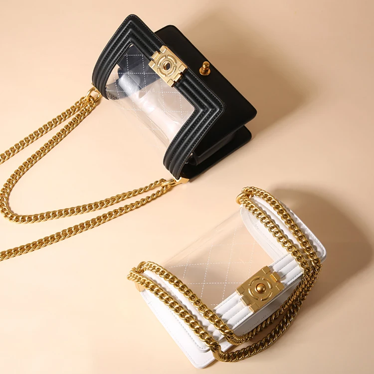 
2020 PVC messenger bag women casual plastic transparent bag wholesale clear handbags for lady 