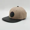 Cheap Customized Boy Girl Snap Back Cap,Plain Brown Child Sport Cap,Black Leather Patch Brim Baby Snapback Hat