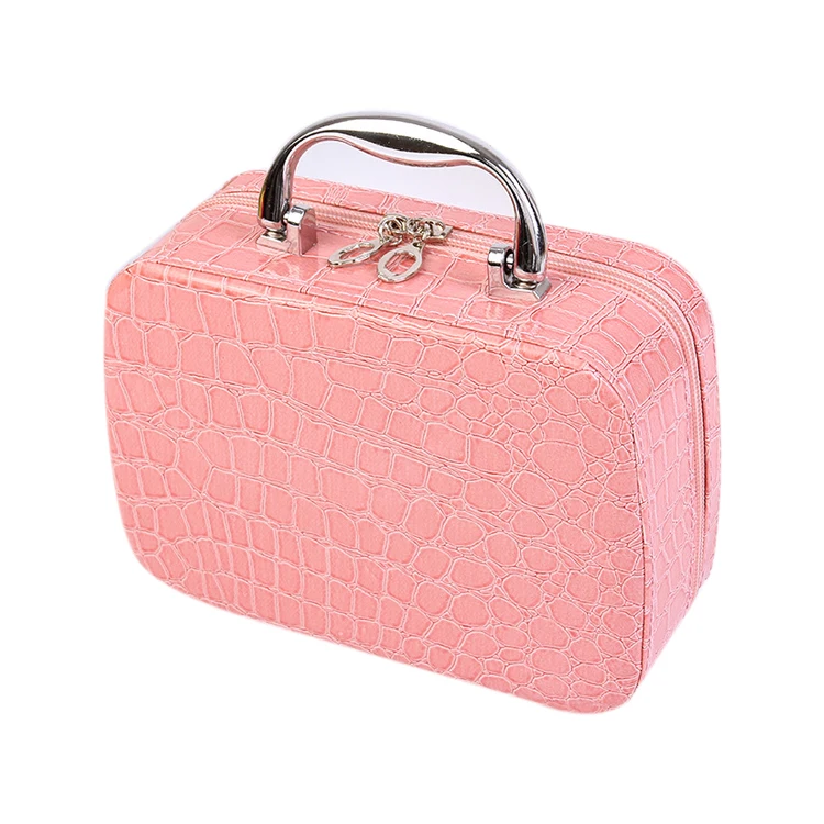 

wholesale Good Quality Solid Convenient Tote Travel Wash Box Travel Makeup Train Case with mirror, Black