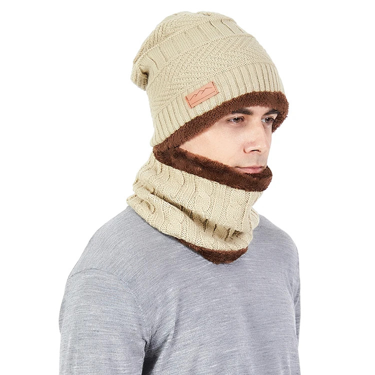 
Wholesale Autumn Winter Men Women Knitted Beanie Hats and Scarf Sets 