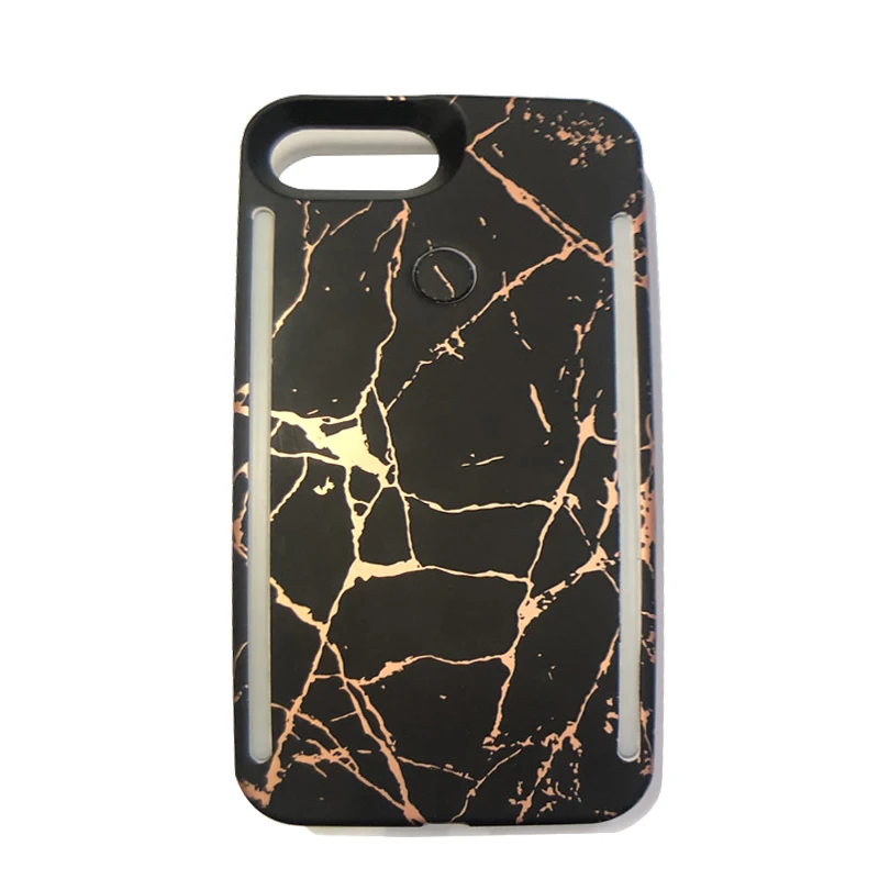 Online Free Shipping  Light up phone case for iphone xs Led selfile light Bling Marble Cover For iphone 7/8 plus shell