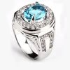 Wholesale gay men ring micro pave setting zircon stone blue stone s925 silver men rings hot sale in malaysia